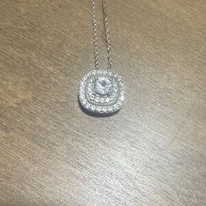 JCPenney Silver and White Double Halo Necklace